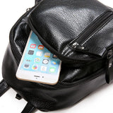 Casual Waterproof Leather Backpack - Large Capacity