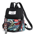 Plant Print Backpack for Women - Colorful Nylon Student Bag