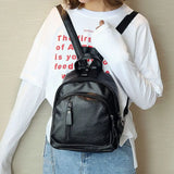 Casual Waterproof Leather Backpack - Large Capacity