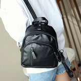Casual Waterproof Leather Backpack - Large Capacity