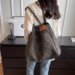 Leopard Pattern Tote Bag for Women - Vintage Canvas Large Capacity Shoulder Handbag