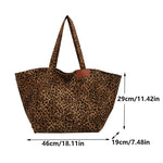 Leopard Pattern Tote Bag for Women - Vintage Canvas Large Capacity Shoulder Handbag