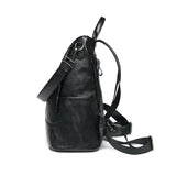 Leather Shoulder Bag - Casual Multifunctional College School Backpack Large Capacity Black