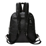 Casual Waterproof Leather Backpack - Large Capacity