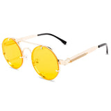 Classic Gothic Steampunk Sunglasses Unisex - Retro Round Metal Frame Glasses UV400