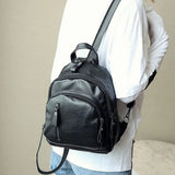 Casual Waterproof Leather Backpack - Large Capacity