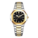 Luxuriöse quadratische Quarzuhr - Edelstahl, leuchtend, 3 ATM wasserdicht, Herren Damen Unisex
