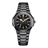Luxuriöse quadratische Quarzuhr - Edelstahl, leuchtend, 3 ATM wasserdicht, Herren Damen Unisex