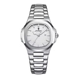 Luxuriöse quadratische Quarzuhr - Edelstahl, leuchtend, 3 ATM wasserdicht, Herren Damen Unisex