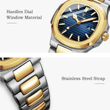 Luxuriöse quadratische Quarzuhr - Edelstahl, leuchtend, 3 ATM wasserdicht, Herren Damen Unisex