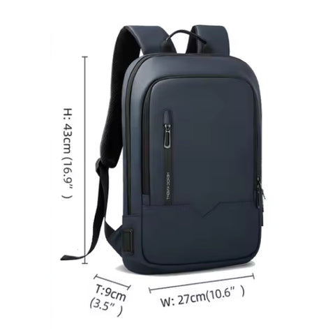 Slim Business Backpack for Men - Built in Charging Ports - 14" Laptop Tablet Bag