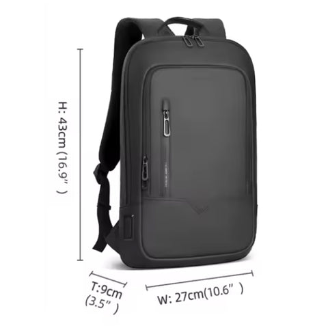 Slim Business Backpack for Men - Built in Charging Ports - 14" Laptop Tablet Bag