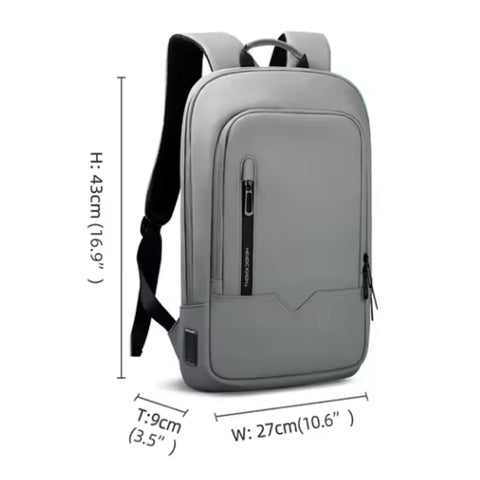 Slim Business Backpack for Men - Built in Charging Ports - 14" Laptop Tablet Bag