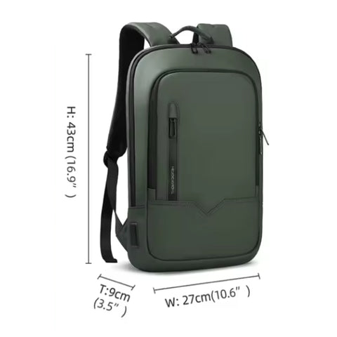 Slim Business Backpack for Men - Built in Charging Ports - 14" Laptop Tablet Bag