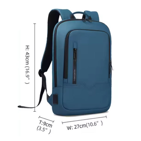 Slim Business Backpack for Men - Built in Charging Ports - 14" Laptop Tablet Bag