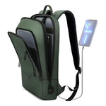 Slim Business Backpack for Men - Built in Charging Ports - 14" Laptop Tablet Bag