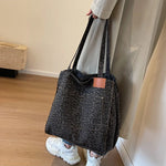 Leopard Pattern Tote Bag for Women - Vintage Canvas Large Capacity Shoulder Handbag