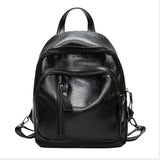 Casual Waterproof Leather Backpack - Large Capacity