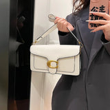 Pure Color Simple Square Purse - Multi-Layer Commuting Minimalist Shoulder Bag