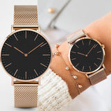 Montre Minimaliste pour Femme - Bracelet en Maille d'Horloge à Quartz de Luxe