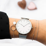 Montre Minimaliste pour Femme - Bracelet en Maille d'Horloge à Quartz de Luxe