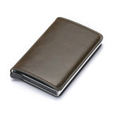 RFID Credit Card Holder Wallet - Vintage Leather Aluminium Case with Money Clip