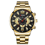 Stainless Steel Sports Watch for Men - Quartz Wristwatch Calendar Luminous Clock Steel