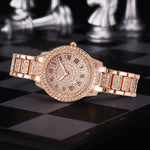 Diamanten horloge met armband voor dames - luxe strass quartz horloge