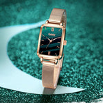 Quadratische Luxusuhr für Damen - Quarz-Zifferblatt-Armband Mesh