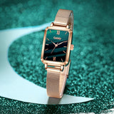 Luxe vierkant horloge voor dames - leren armband met quartz wijzerplaat