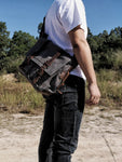 Herren-Umhängetasche aus Segeltuch-Leder - Big Satchel Shoulder Aktentasche Reisehandtasche