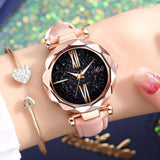 Minimalist Starry Sky Watch for Women - Fashionable Casual Leather Strap Belt Quartz