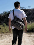 Men's Canvas Leather Messenger Bag - Big Satchel Shoulder Briefcase Travel Handbag