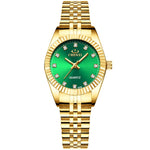 Luxe gouden horloge voor dames - strass quartz horloge waterdicht polshorloge