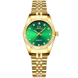 Luxury Gold Watch for Women - Rhinestone Quartz Clock Waterproof Wristwatch