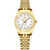 Luxuriöse Golduhr für Damen – Strass-Quarzuhr, wasserdichte Armbanduhr
