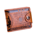Portefeuille Vintage en Cuir Dollar Bill pour Hommes - Porte-Monnaie Décontracté Porte-Carte de Crédit