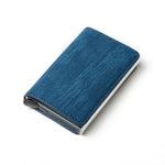 RFID Credit Card Holder Wallet - Vintage Leather Aluminium Case with Money Clip