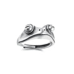 Vintage Silber roter Frosch Ring - einfacher Charme niedliches Design Schmuck Tierringe Zinklegierung