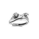 Vintage Silber Frosch Ring - einfacher Charme niedliches Design Schmuck Tier Ringe Zinklegierung