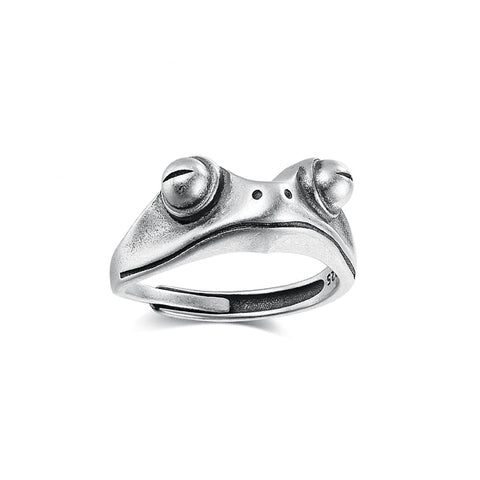 Vintage Silver Frog Ring - Simple Charm Cute Design Jewelry Animal Rings Zinc Alloy