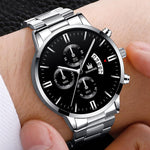 Luxe zakelijk horloge voor heren - Quartz roestvrijstalen band Datumkalender met 3 subdials