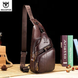 Leather Chest Bag for Men - Classy Messenger Purse Fashion Business Pack High Capacity
