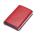 RFID Credit Card Holder Wallet - Vintage Leather Aluminium Case with Money Clip