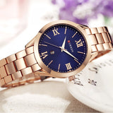 Luxuriöse Golduhr für Damen - Edelstahlarmband 3 ATM Quarzuhr Armbanduhr