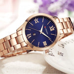 Luxury Gold Watch for Women - Stainless Steel Bracelet 3 ATM Quartz Clock Wristwatch