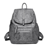 Vintage PU Leather Backpack for Women - Shoulder Travel School Mochilas Zipper Bag