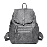 Vintage PU-leren rugzak voor dames - Schoudertas voor reisschool Mochilas met rits