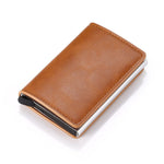 Portemonnee met RFID-creditcardhouder - Vintage leren aluminium etui met geldclip