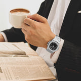 Frosted luxe horloge voor heren - Mode roestvrij stalen quartz horloge met opbergdoos